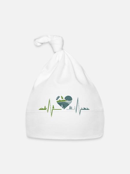 Natur - Herzschlag - Baby Bio-Mütze - Weiß - Vorne
