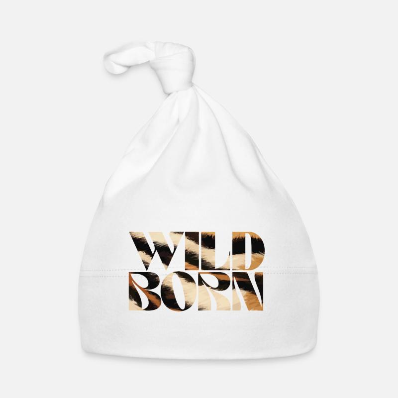 Wild Born Tier Druck Text Kunst Baby Bio-Mütze