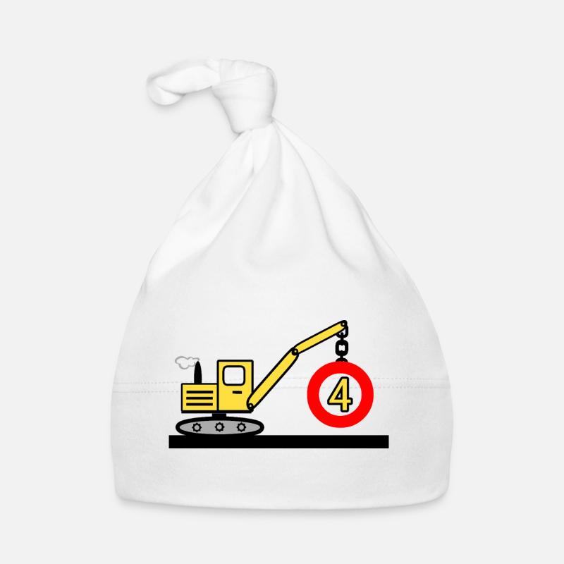 Bagger - Baby Bio-Mütze - Weiß