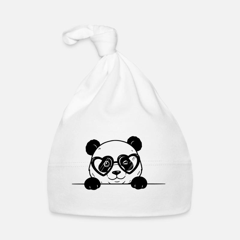 Panda mit Herzbrille Cartoon Stil Baby Bio-Mütze