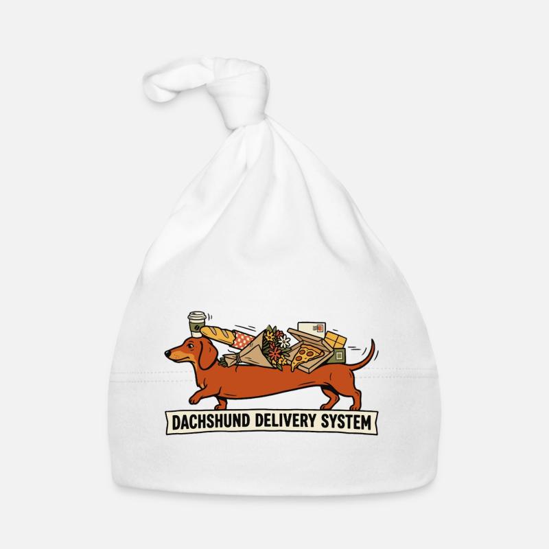 Dachshund Delivery System Funny Dog Design Organic Baby Cap