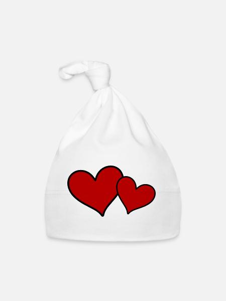 Hearts Symbol Love - Organic Baby Cap - white - Front