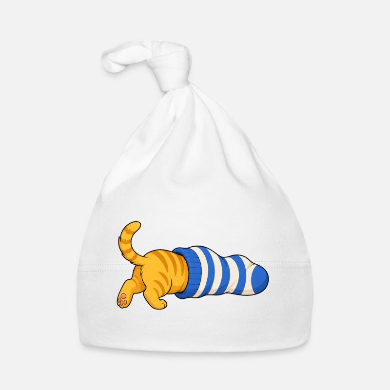 Chat dans la chaussette Bonnet bio Bébé