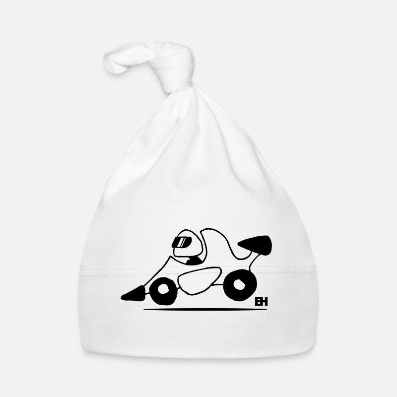 voiture de course - Bonnet bio Bébé - blanc