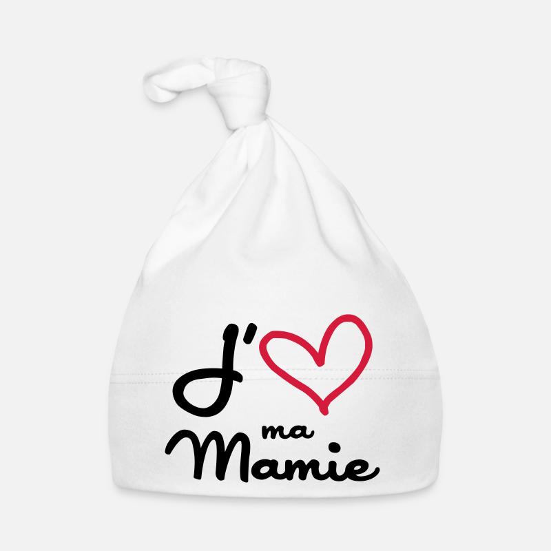 J'aime ma Mamie - Bonnet bio Bébé - blanc