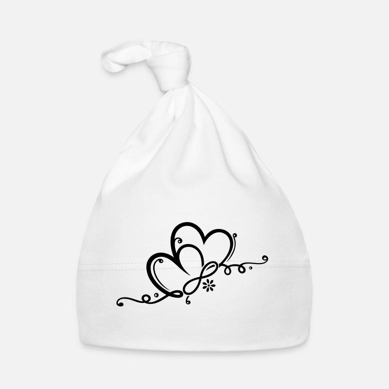 Two hearts with ornament and infinity Organic Baby Cap