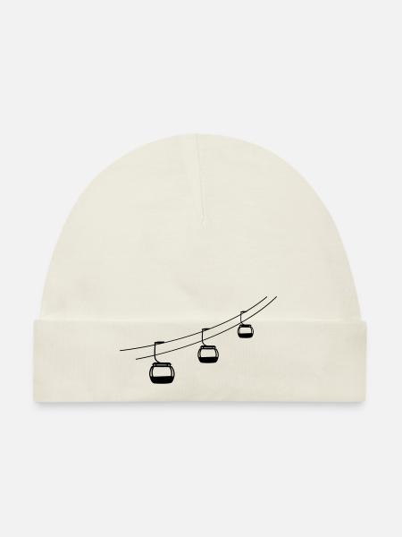 télécabine télécabine gondole hiver vacances vacance sp - Bonnet bio Bébé - blanc - Devant