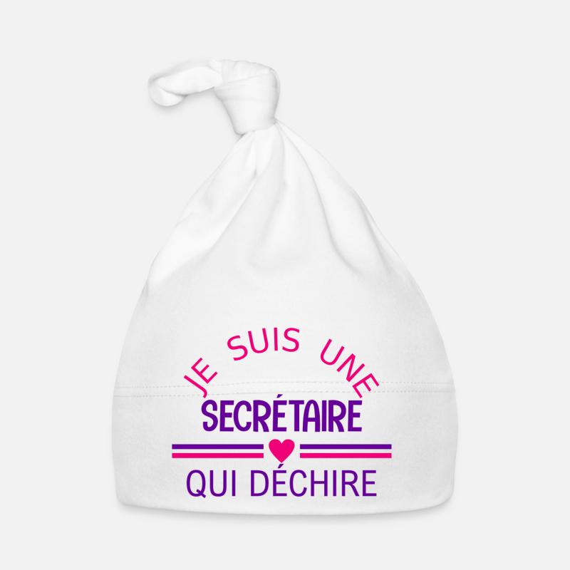 je suis une secrétaire qui déchire - Bonnet bio Bébé - blanc