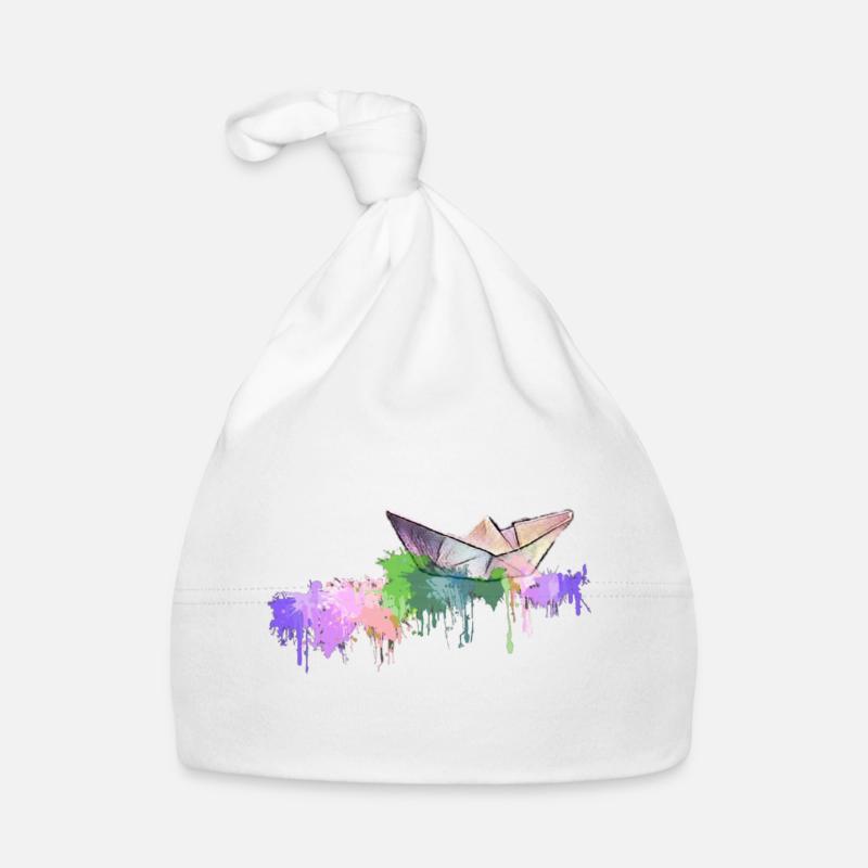 Papierschiffchen mit Farbkleksen Baby Bio-Mütze