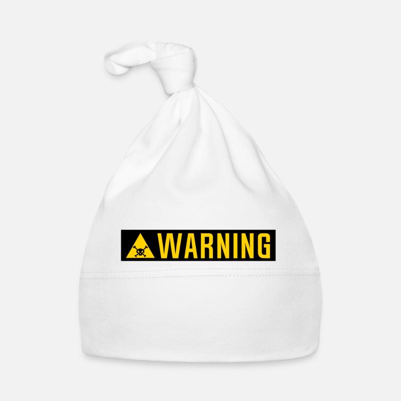 panneau warning tete de mort triangle plaque - Bonnet bio Bébé - blanc