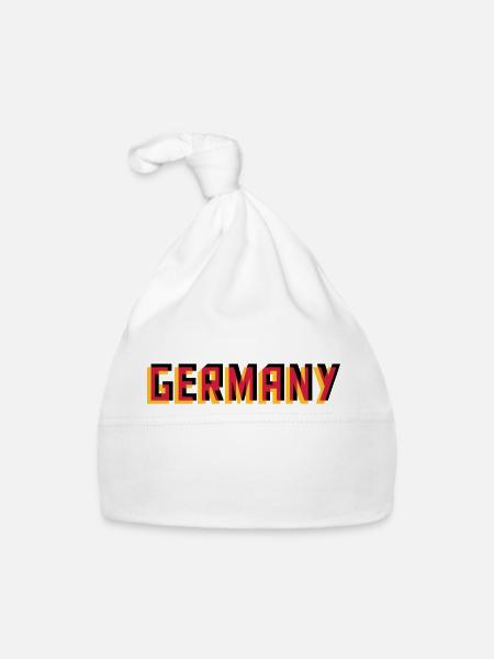 Germany Germany 3D effect colors black red G - Organic Baby Cap - white - Front