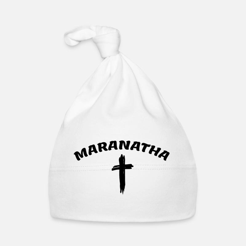 Maranatha Jesus kommt bald! Geschenk Geschenkidee - Baby Bio-Mütze - Weiß