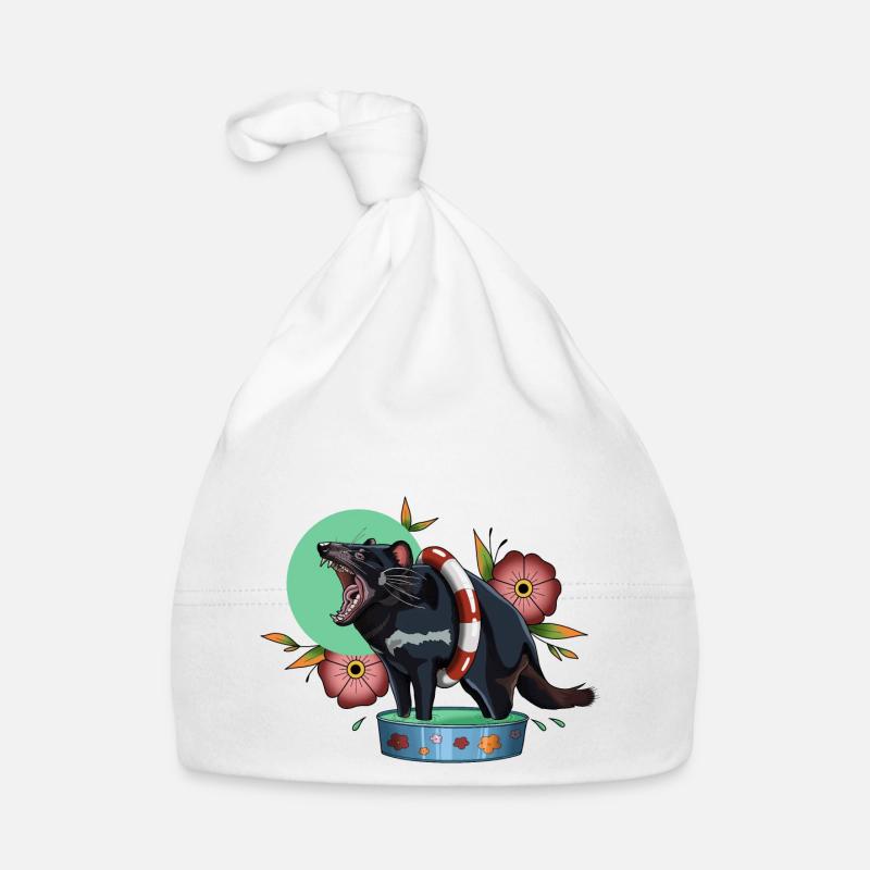 diable de Tasmanie - Bonnet bio Bébé - blanc