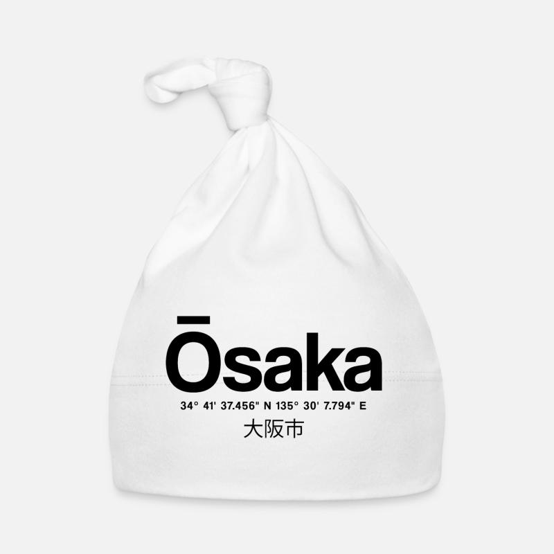 Typographie d’Osaka, Japon avec coordonnées - Bonnet bio Bébé - blanc