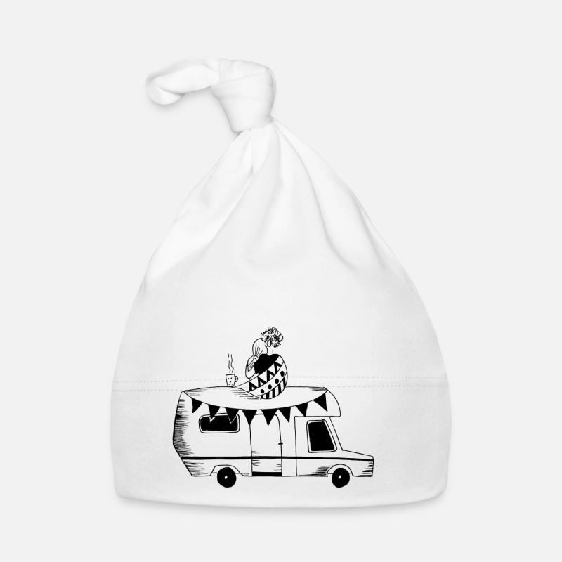 Vacances amour campeur couples - Bonnet bio Bébé - blanc