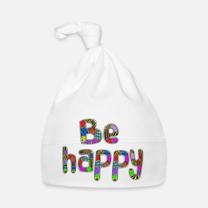 Be happy - Bonnet bio Bébé - blanc