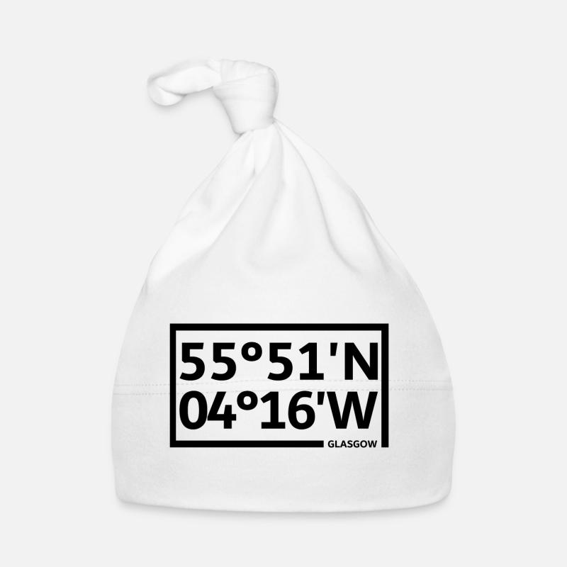 Glasgow Coordinates - Organic Baby Cap - white