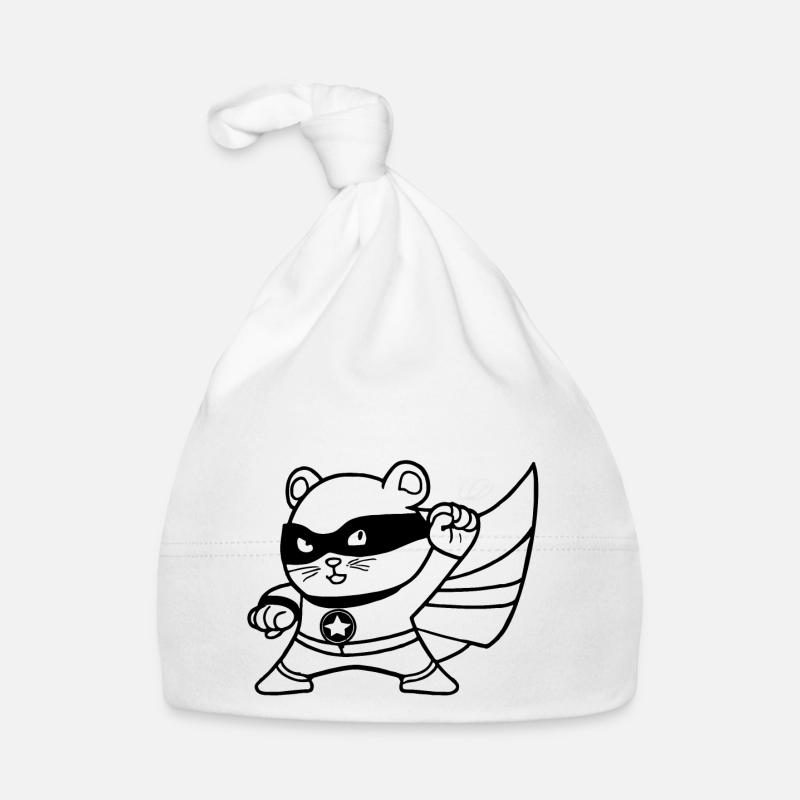 Idée cadeau de super-héros Hamster - Bonnet bio Bébé - blanc