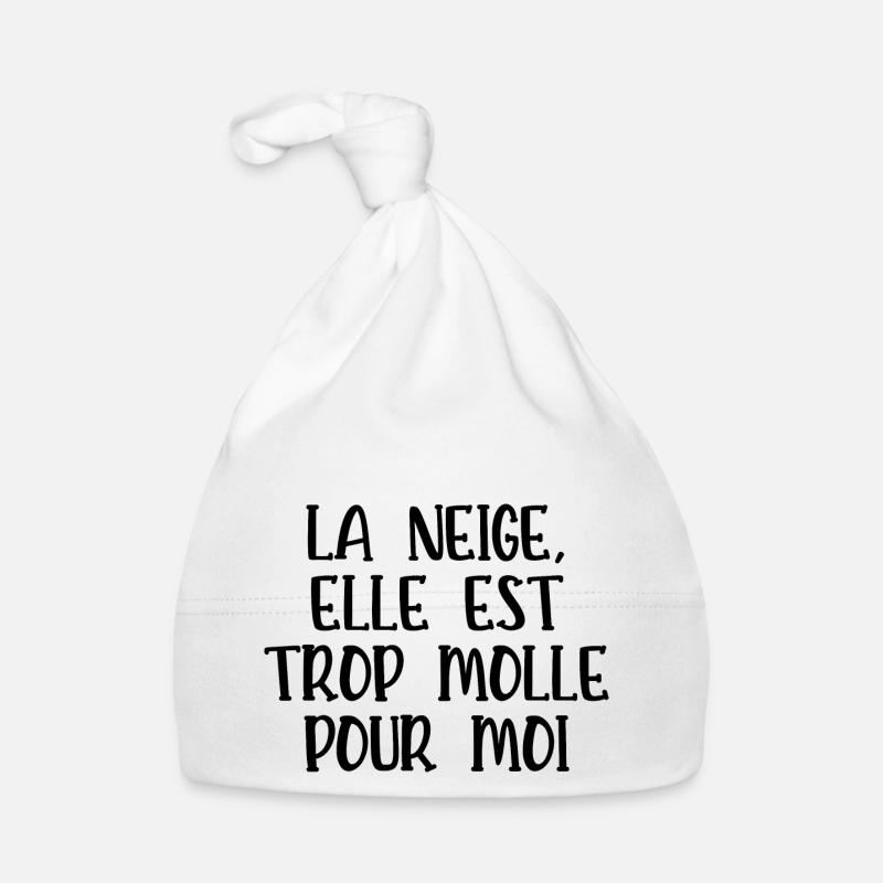 la neige elle est trop molle pour moi - Bonnet bio Bébé - blanc