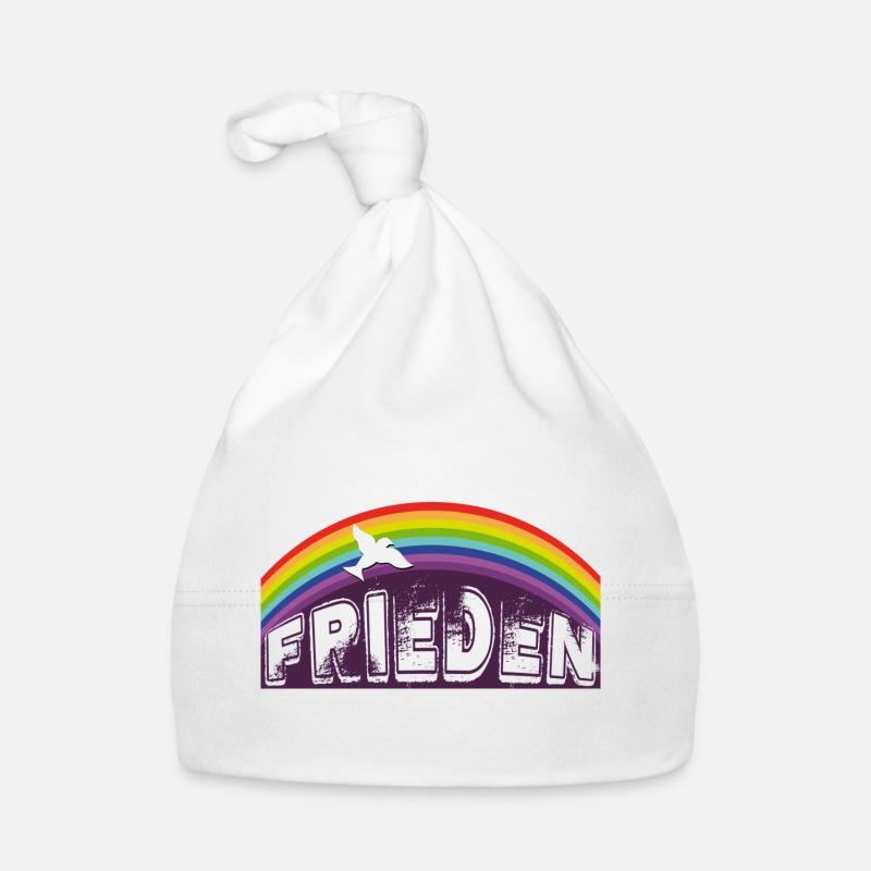 PEACE LETTERING with rainbow Organic Baby Cap