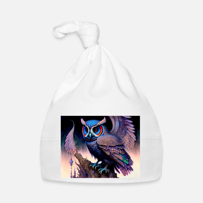Hibou - Bonnet bio Bébé - blanc