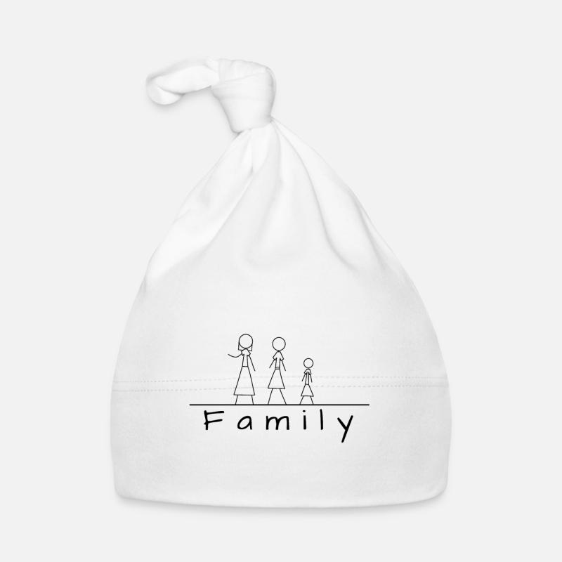 Famille de figurines en bâton - Bonnet bio Bébé - blanc