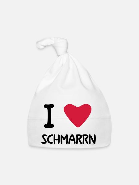 I love Schmarrn - Baby Bio-Mütze - Weiß - Vorne