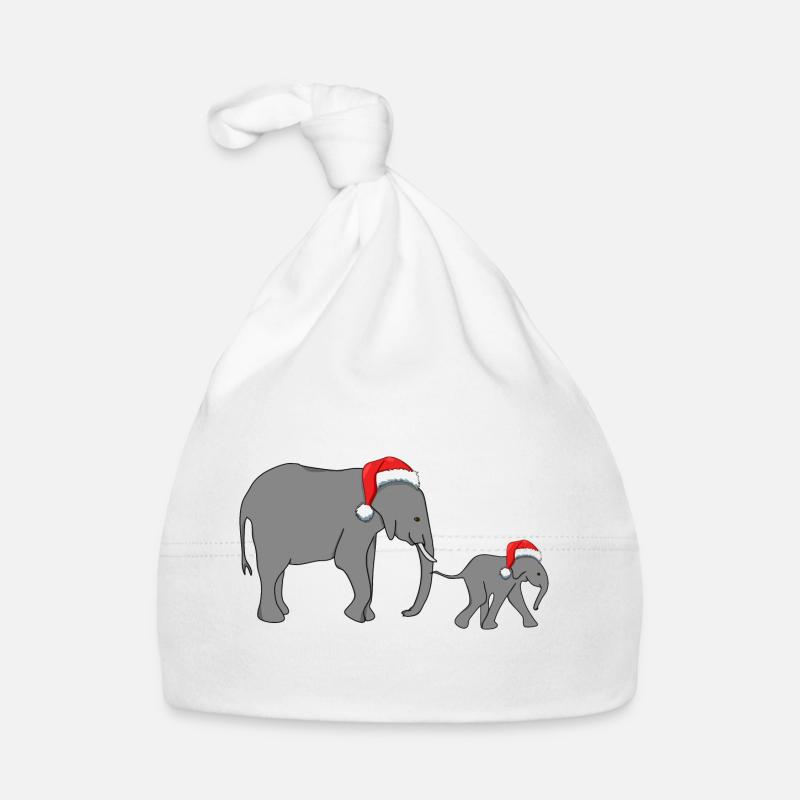Éléphant mère et enfant avec chapeau de père Noël Bonnet bio Bébé
