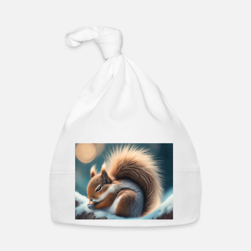Cute animals doing hibernation – squirrel Organic Baby Cap