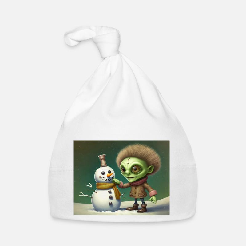 Vintage-Alien baut einen Schneemann Baby Bio-Mütze