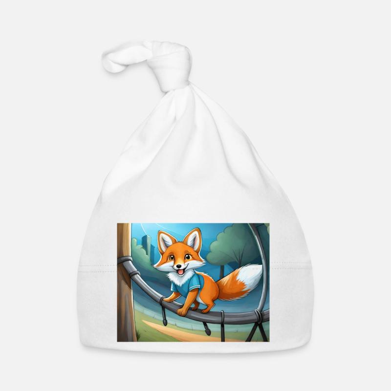 cute little fiend fox playing on a playground Organic Baby Cap
