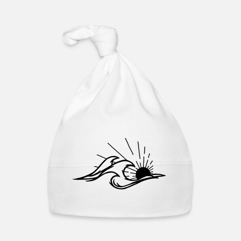 Les vagues et le soleil noir Bonnet bio Bébé