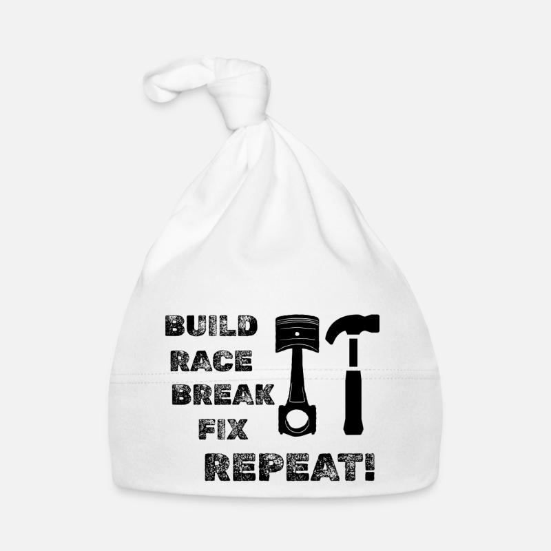 Build Race Break Fix Repeat! Organic Baby Cap