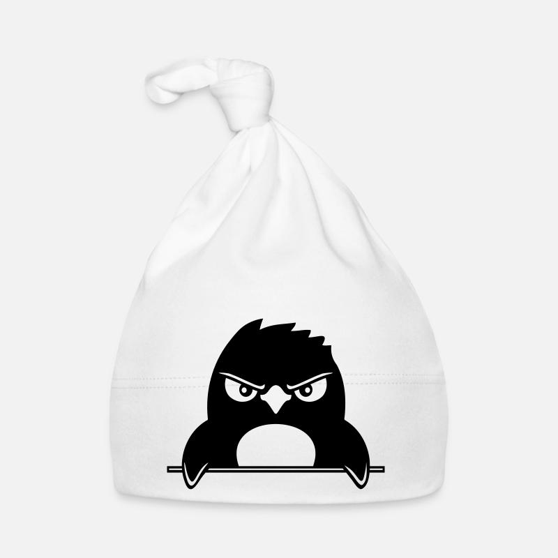 Pinguin Guckt Ernst Böse Gefährlich hinter Mauer Baby Bio-Mütze