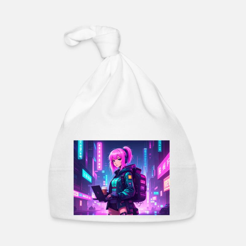 Neon Hacker Girl – Prêt à coder et à conquérir Bonnet bio Bébé