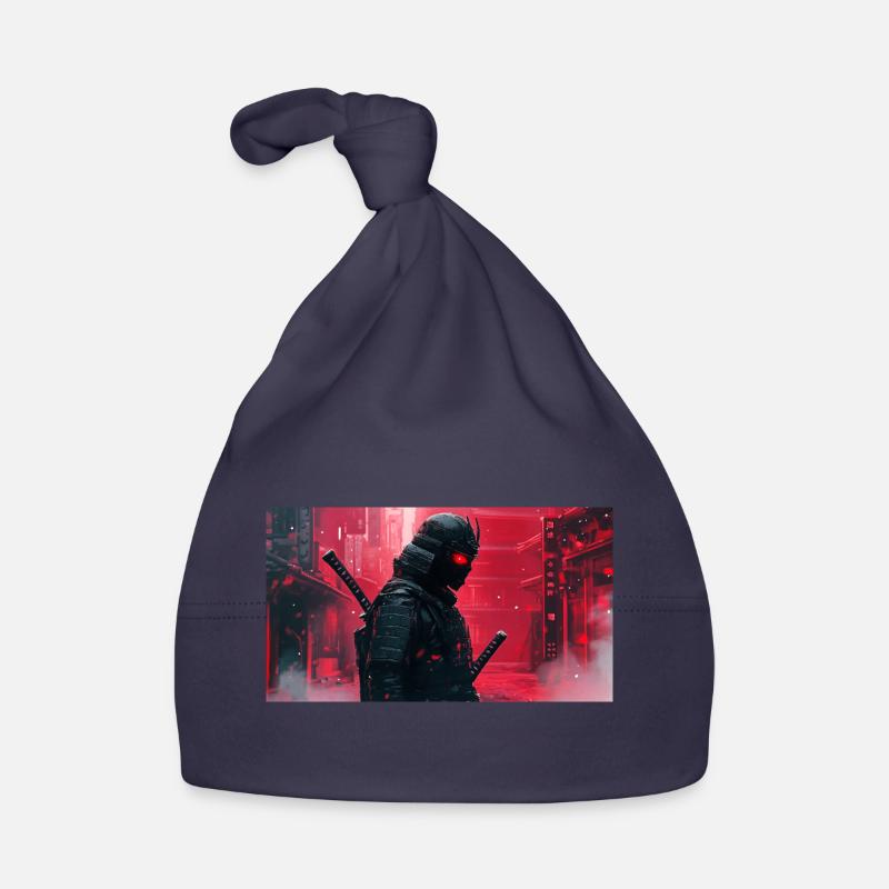Schwarzer futuristischer Samurai Baby Bio-Mütze