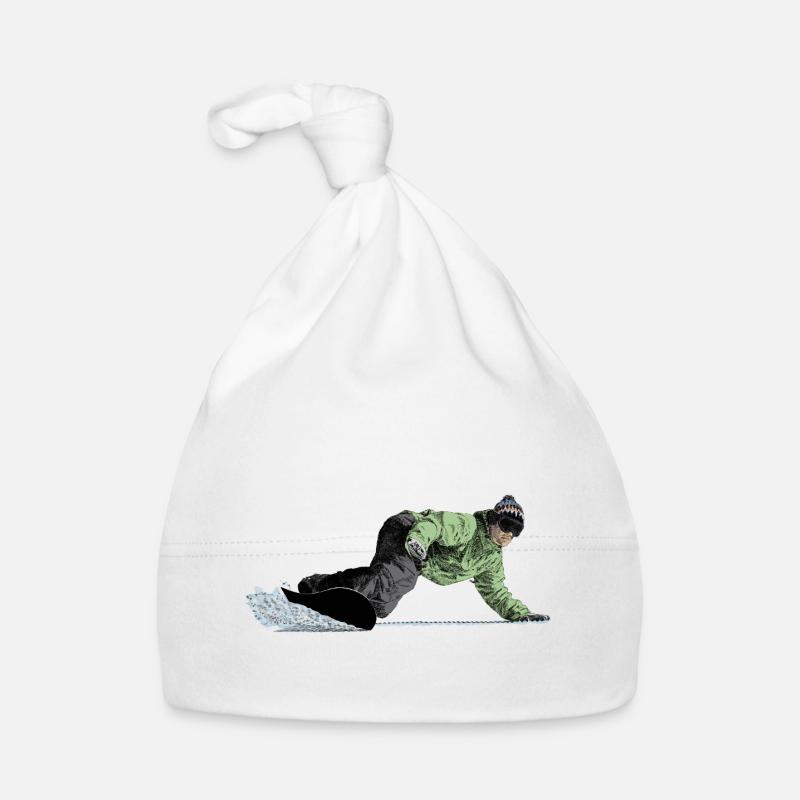 Freerider Snowboarder auf Abfahrt Baby Bio-Mütze