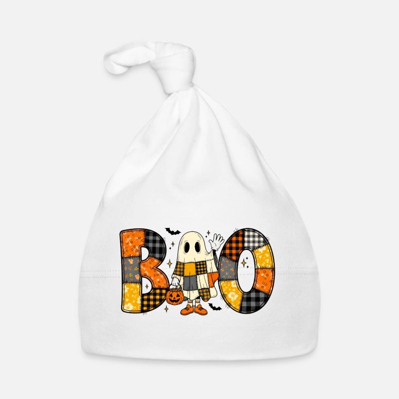 Ghost Halloween Patchwork Boo Baby Bio-Mütze