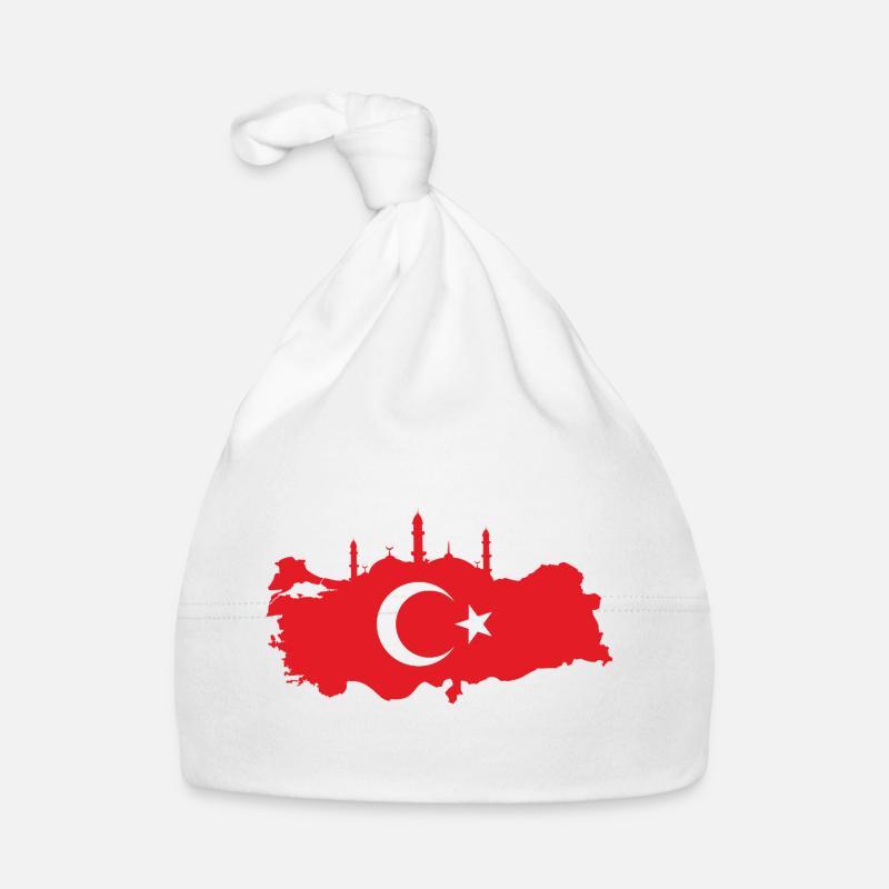 Turkish map with mosque silhouette - Organic Baby Cap - white