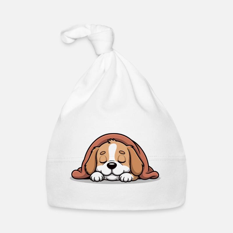 Sleeping Beagle Under Blanket Organic Baby Cap