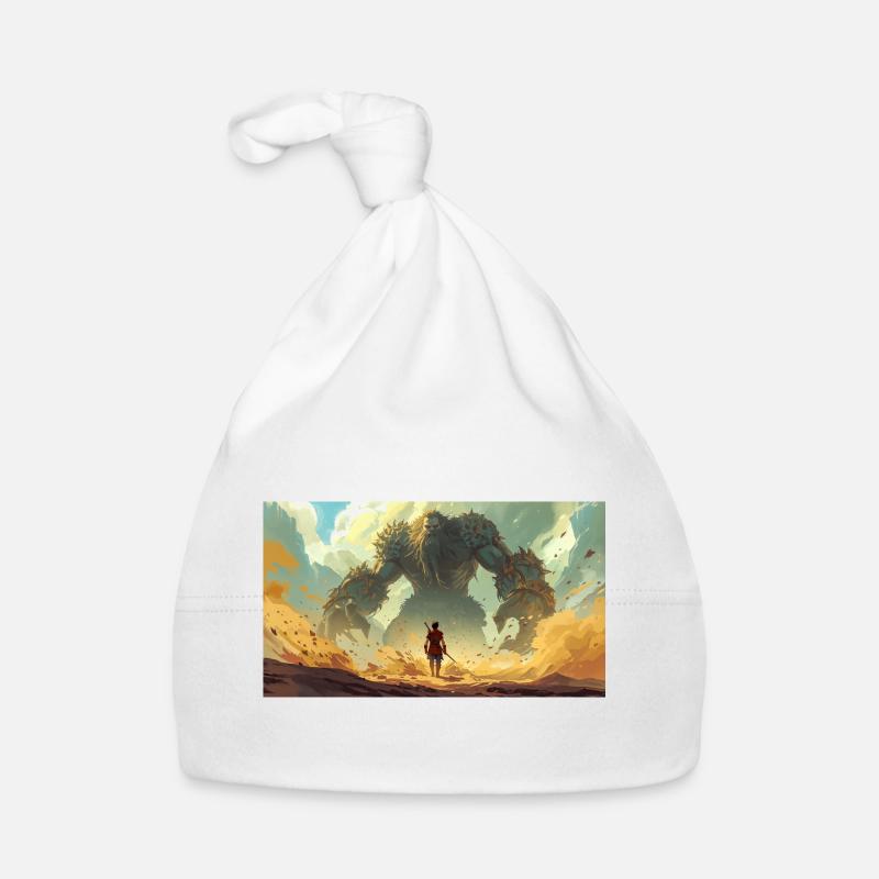 David vs Goliath: young shepherd faces giant warri Organic Baby Cap