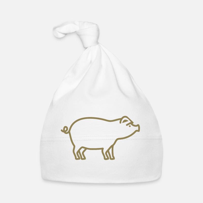 Silhouette de cochon mignonne fermier minimaliste Bonnet bio Bébé