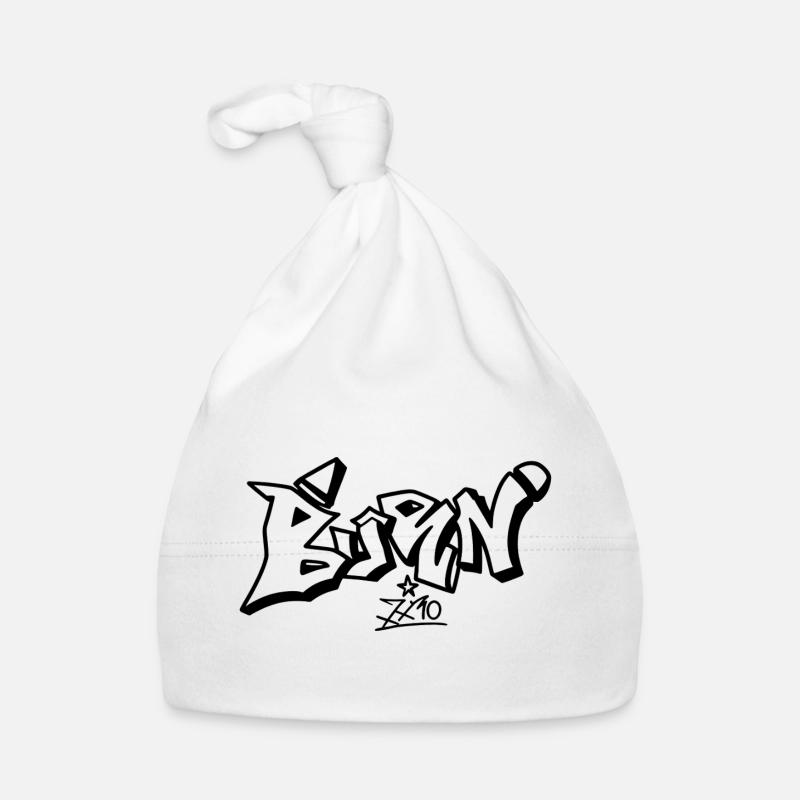 Abstract Black Linen Composition Organic Baby Cap