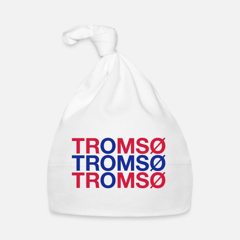 TROMSO Norvège Norvège Norvège Drapeau norvégien - Bonnet bio Bébé - blanc