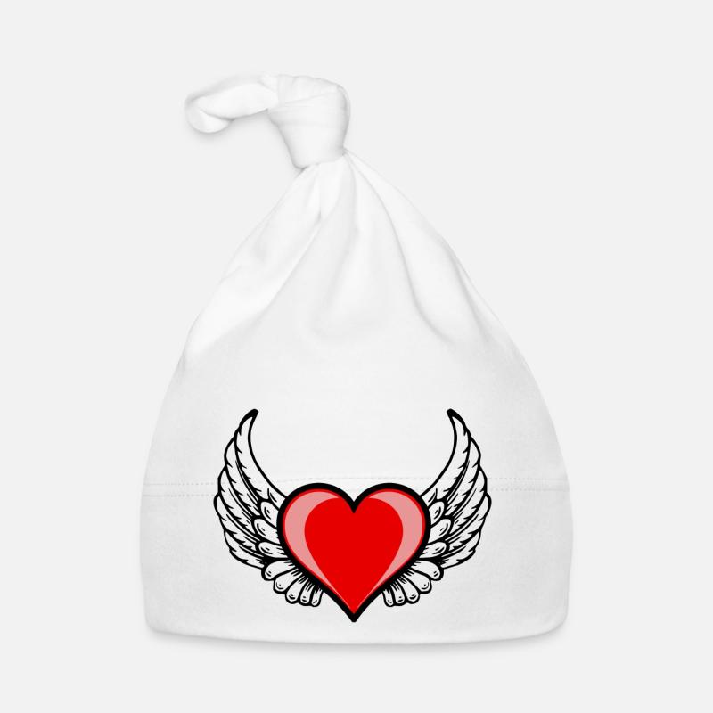 Le coeur ailé - Bonnet bio Bébé - blanc