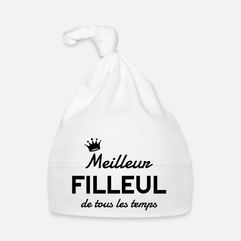 Filleul / Filleule / Parrain / Marraine / Bébé - Bonnet bio Bébé - blanc