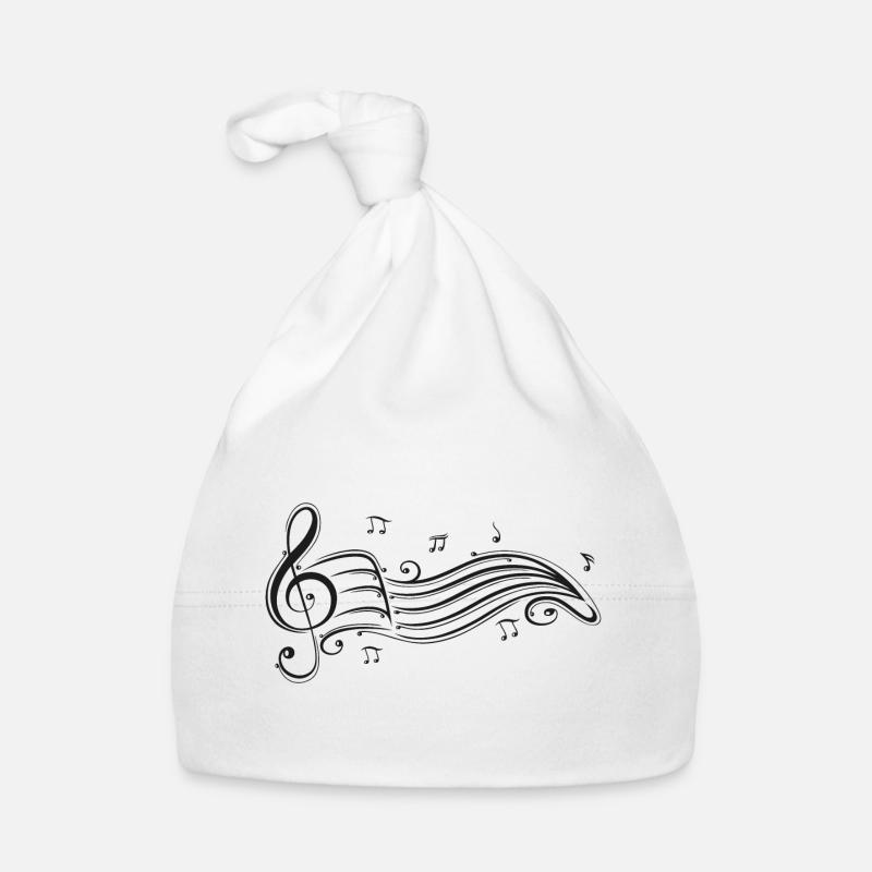 Clef avec partitions et notes de musique. Bonnet bio Bébé