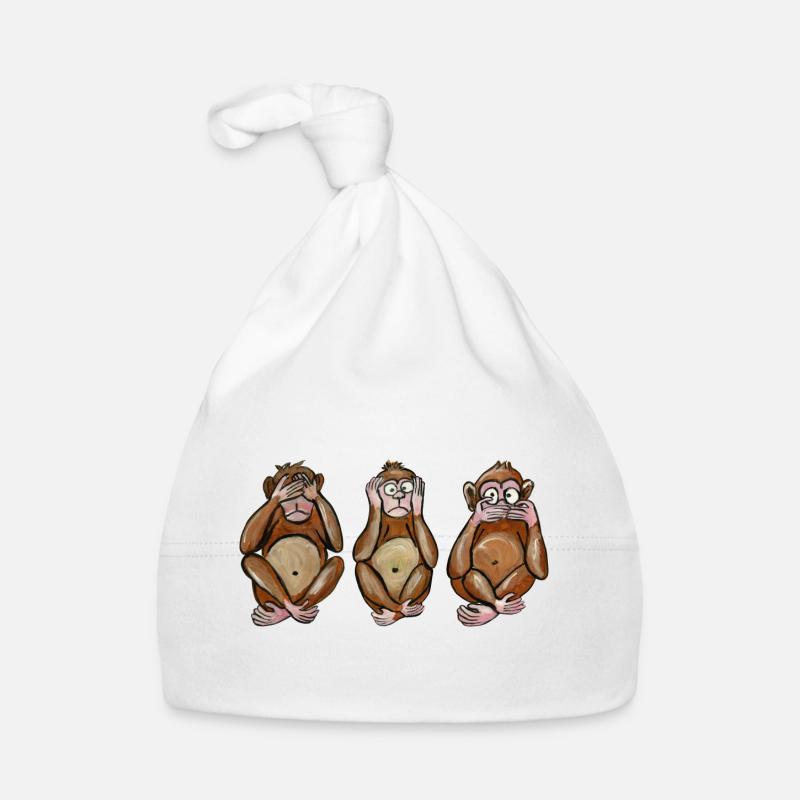 les 3 singes singe aveugle le sourd et le muet Bonnet bio Bébé