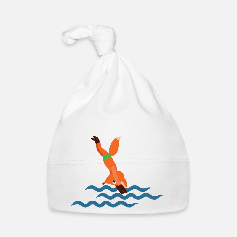 Fuchs Schwimmer - Baby Bio-Mütze - Weiß