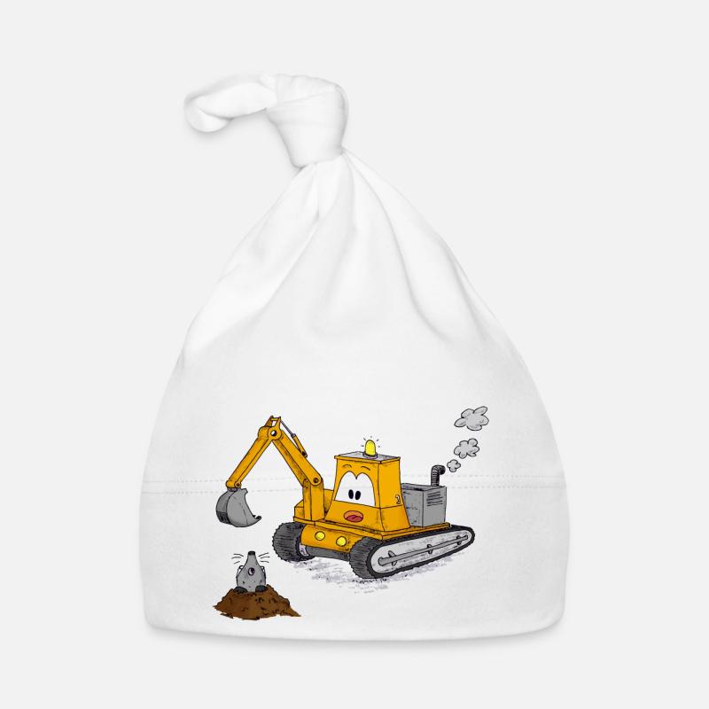Excavator mole crane construction site builder guys Organic Baby Cap